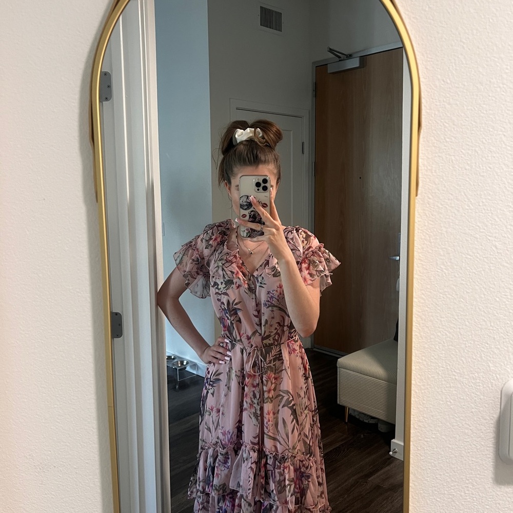 Pink Ruffled Tiered Maxi Sundress
